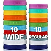 AOZITA 10 WIDE Mouth & 10 REGULAR Mouth Mason Jar Lids - 20 Pack Food Grade Plastic Mason Jar Caps for Ball, Kerr and More Ca