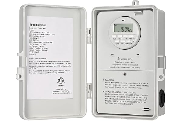 DEWENWILS Pool Pump Timer, Digital Timer Box, 2HP 40A 120-277 VAC, 7-Day 20 ON/Off Programmable Timer Switch for Water Heater