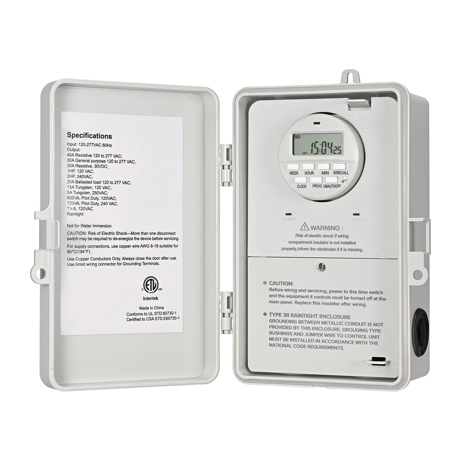 Photo 1 of DEWENWILS Pool Pump Timer, Digital Timer Box, 2HP 40A 120-277 VAC, 7-Day 20 ON/Off Programmable Timer Switch for Water Heater, Pool Pump, SPA, Motor, ETL Listed