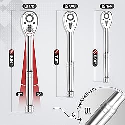 TOMMARS Ratchet Set 1/4" 3/8" 1/2" Drive Ratchet
