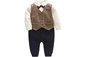 Xumplo Baby Boys Clothes Onesie Gentleman Romper Newborn Boy Jumpsuit Formal Tuxedo Wedding Outfit 0-18 Months