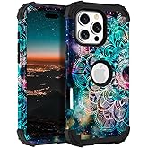Hocase for iPhone 16 Pro Max Case, Heavy Duty Shockproof Protection Soft Silicone Rubber+Hard Plastic Bumpers Hybrid Protective Case for iPhone 16 Pro Max 2024 - Mandala in Galaxy