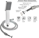 Hairstore Square Hand Held Rainfall Shower Head 1.5m Hose Water Saving Chrome view 3