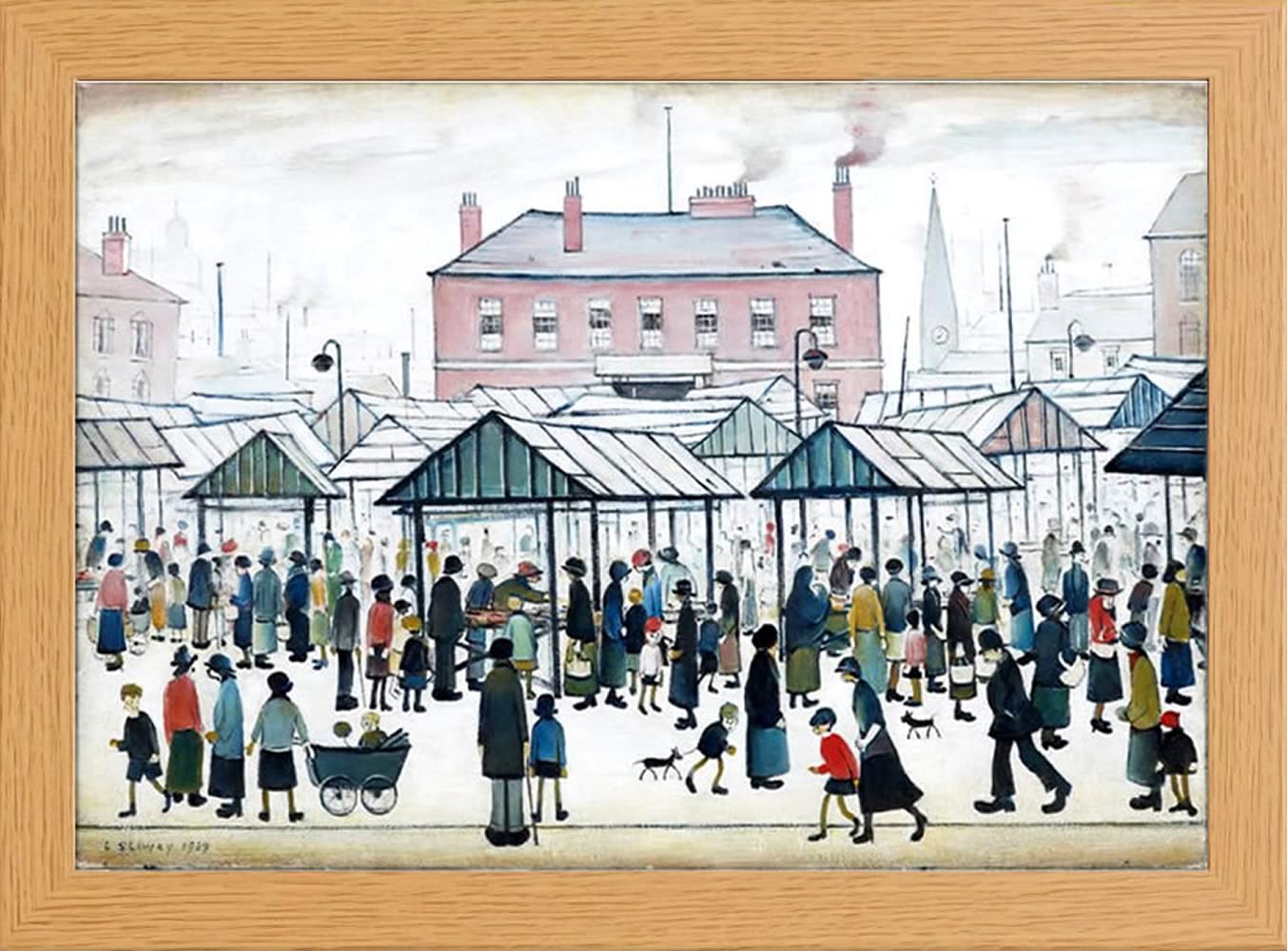 stortvalley Lowry Matchstick Men Print in Glass Fronted 10" x 13.5" Frame (MARKET)