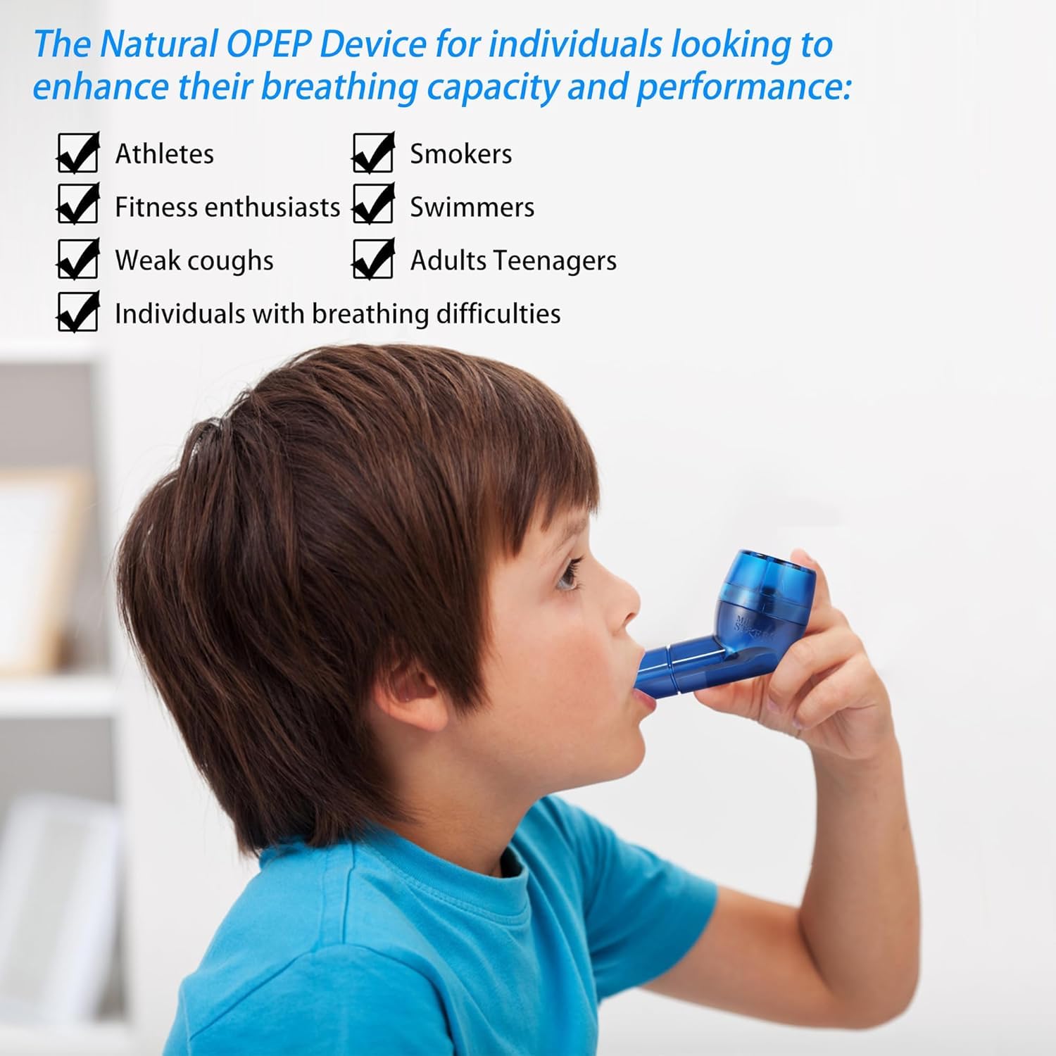 MILLSTEPS Breathing Exercise Device for Lungs,Mucus Relief and Lung Expansion Device - Clear Mucus from Airways Naturally & Build Stronger Lungs (Blue)