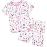 babee Reshinee Bamboo Viscose Toddler Unicorn Mermaid Girls Kids Pajamas Short Sleeve Summer Cool Snug fit Pjs 12M-8Y 2pcs