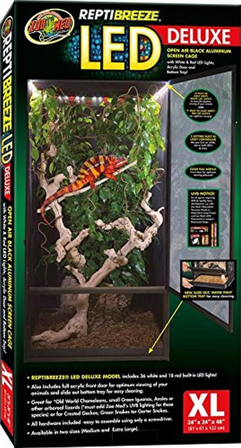 Zoo Med ReptiBreeze Deluxe Habitat with LED Lighting for Reptiles, Amphibians 61 x 61 x 122 cm