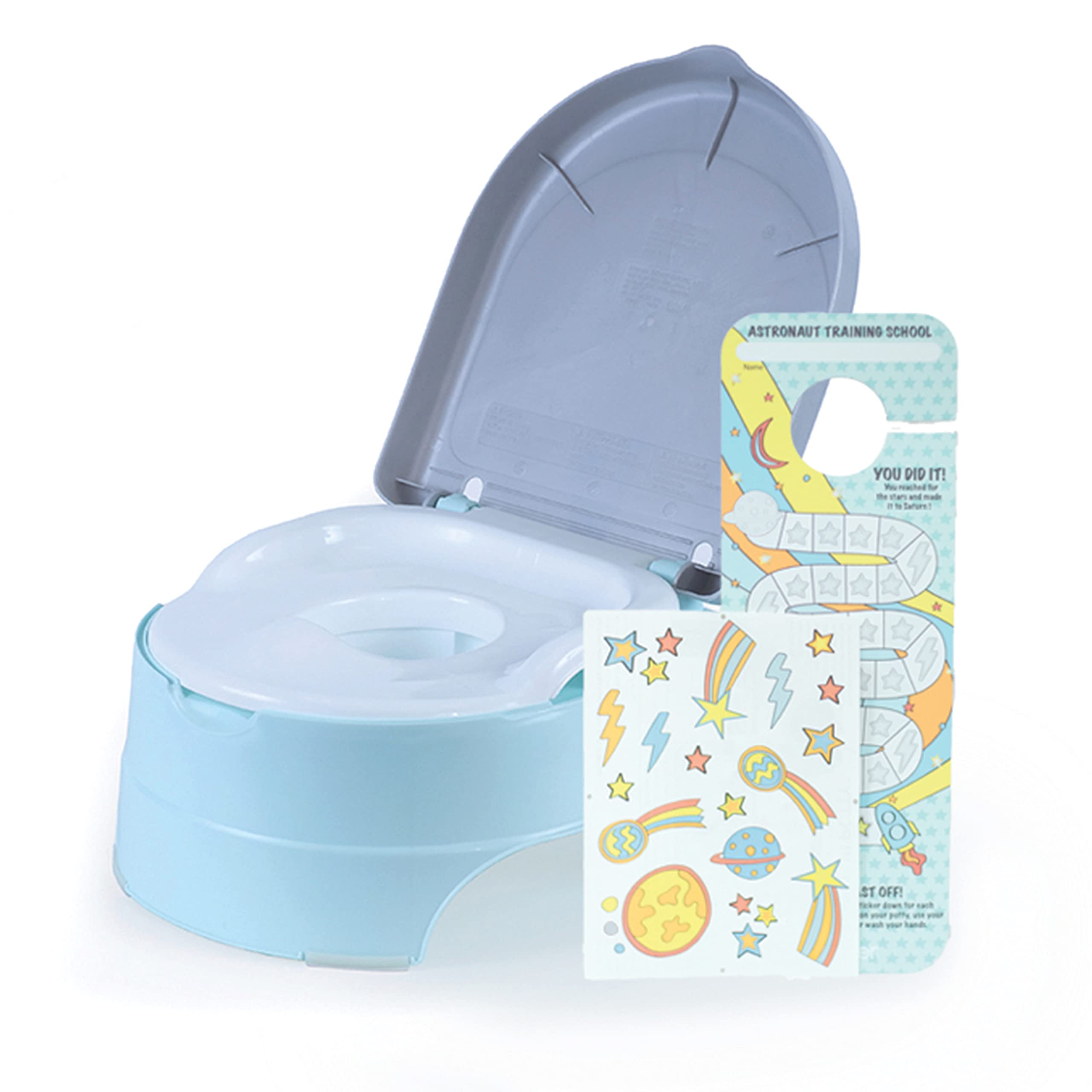 Summer Infant My Fun Potty Rewards (Blue)-3-Stage Potty Training Toilet- Includes Colorful Stickers and Training Chart,Removable Training Seat,Non-Slip Rubber Feet and Ability to Convert to Stepstool