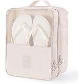 Eneteck Shoe Bag for Travel, Travel Shoe Bag for Packing, Hold 3 Pairs of Shoes, Travel Essentials for Flying Shoe Organizer Shoe Storage Bag for Travel Light Beige