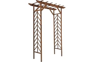 Outsunny 79" Wooden Garden Trellis, Countryside Arched Arbour with Pergola Style Roof for Climbing Vines for Ceremony Party W