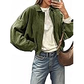 Cicy Bell Womens Faux Suede Bomber Jackets Oversized Cropped Zip Up Lapel Coats Fall Casual Outerwears