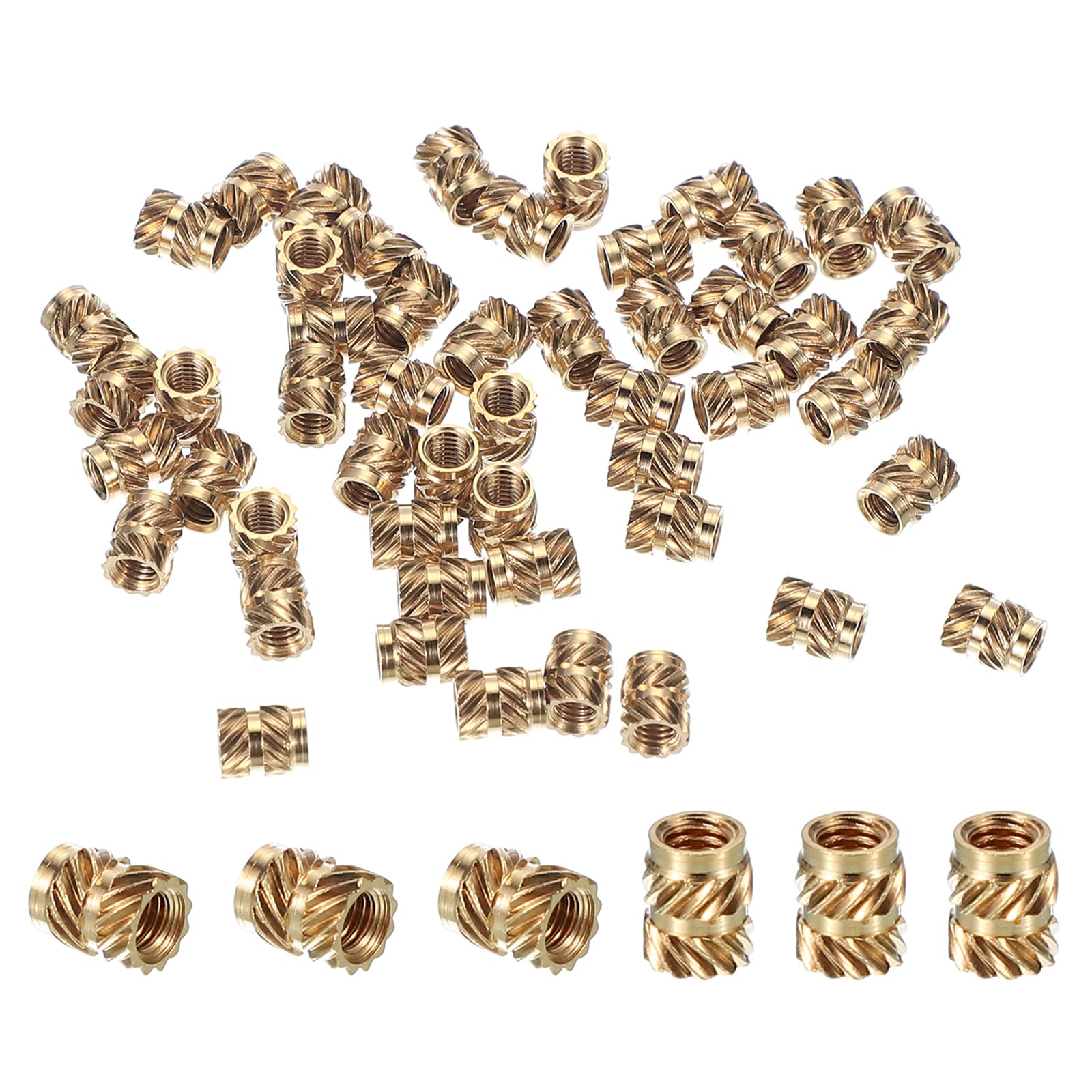 PATIKIL M3x5.7x4.6 mm Brass Threaded Insert, 50 Pcs Metric Knurled Nuts Heat Set Insert for Plastic 3D Printing Components
