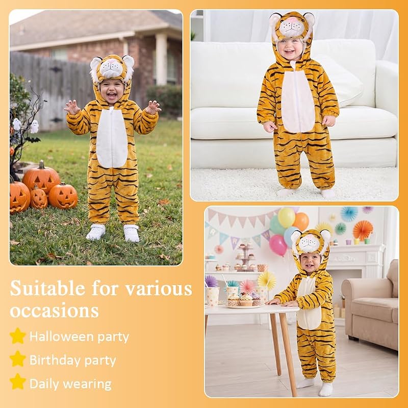 Costume da Tigre per Bambino, Costume da con Tuta, 80cm — foto 6 di 7