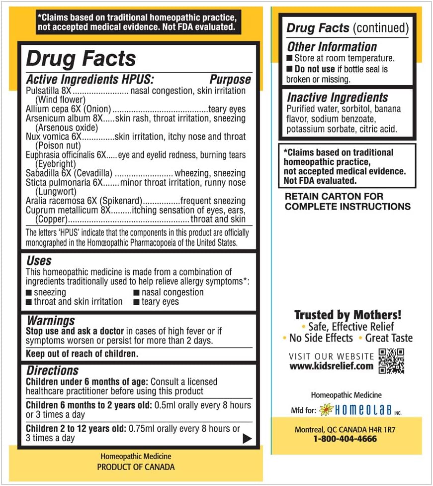 Kids Relief Allergy Oral Solution, 0.85 Fluid Ounce (25 ml): Health & Personal Care
