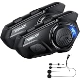 JESIMAIK Motorcycle Helmet Bluetooth Headset, 10 Way 2KM Helmet Communication System, Multitasking Audio Motorcycle Intercom, 2 Mics&amp;40mm Speaker (2 Pack)