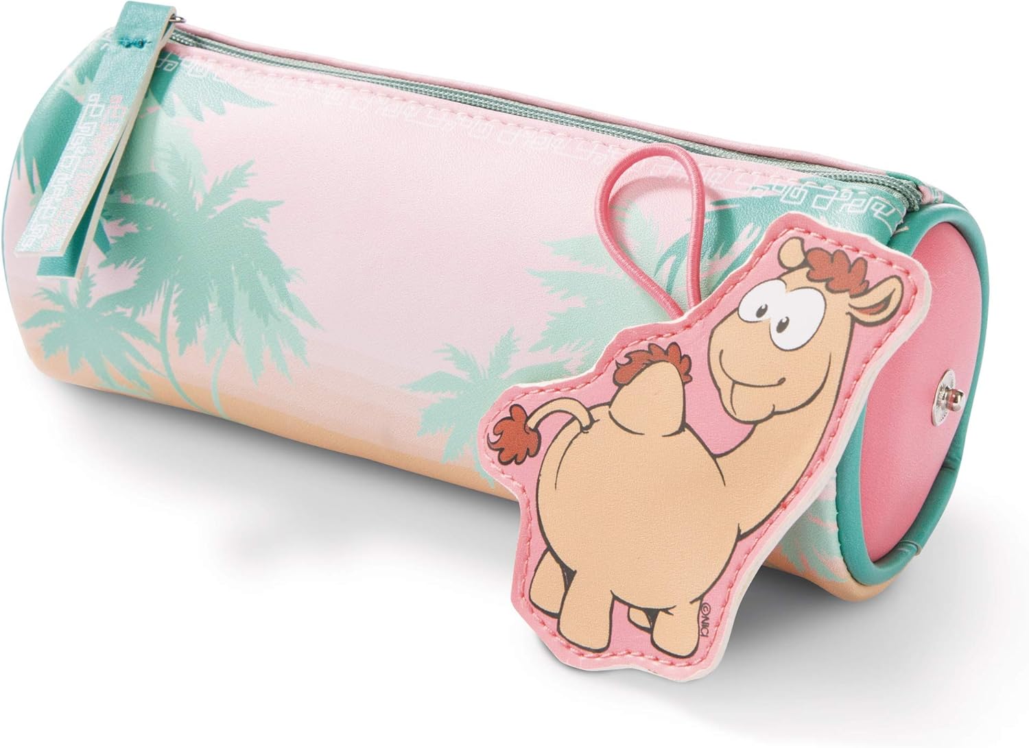 NICI Pouch Wild Friends round 20x8cm with clip-motive camel Kemal, Pink/Blue - Image 4