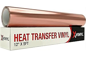 XVinyl Heat Transfer Vinyl Iron On HTV - Free Decal (Rose Gold, 12" x 5ft)