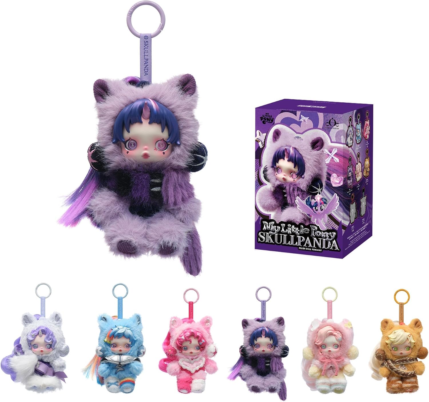 POP MART SKULLPANDA × My Little Pony Series Plush Doll Pendant, SKULLPANDA Blind Box Action Figures, Random Design Collectible Toys for Home Decor, Birthday Gifts for Girls Boys Women Men, Single Box