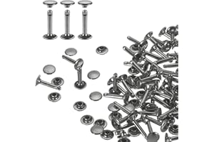 HARFINGTON 60 Sets Double Cap Leather Rivets, 9x16mm Round Cap Tubular Metal Studs Leather Crafting Rivets for Fabric Belt Pet Collar Boot Bag Repair and Decoration, Gunmetal