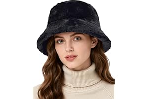 Zando Fuzzy Bucket Hats for Woman & Men- Fashion Warm Winter Faux Fur Hats Cute Soft Fluffy Rave Fisherman Cap
