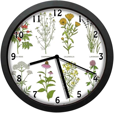 Amazon Co Jp ドッグローズカモミールカレンデュララベンダーミュート 10インチ約25センチメートル 部屋 寝室 キッチン 壁掛け時計 ギフトとして推奨される甘い天然化粧品の花 ホーム キッチン