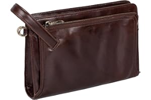 Ariscobull - Leather Clutch for Men - Wrist Bag - Men's wallets - Wrist Bag - 10.3x6.8INCH - Includes dustproof gift bag