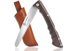 ALDIPRO 7" Professional Folding Hand Saw - SK5 High Carbon Steel Blade, Ergonomic Wenge Wood Handle, Leather Sheath | Survival Saw for Camping, Bushcraft, Pruning & Tree Trimming with Secure Lock