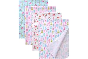 Gina Era Unisex Baby Cotton Flannel Receiving Blankets, Baby Blankets 4 Pcs, Baby Swaddle Blankets, Baby Flannel Blanket 30x30 Inches for Boy Girl (Style-8)