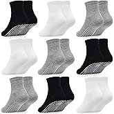 GRPSKCOS Baby Toddler Socks with Grip- 9 Pairs Anti-Skid Infant Socks for Crawling Walking Playing Non Slip Kids Boys Sock