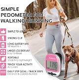 Pingko Walking Pedometer Step Counter Portable Fitness Tracker Pink view 2