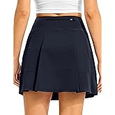 TBMPOY Women's Tennis Skorts Skirts Pleated High Waisted 16" with Zipper Pockets Golf Athletic Casual Sports Pickleball