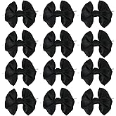 Black Twist Tie Bows for Treat Bags, AKLVBL 3.5inches Satin Ribbon Bows for Crafts, 25 Packs Small Gift Wrap Bows Premade Bows for Cake Pops Candy Apple Wedding Favors Bridal Shower Christmas Decor