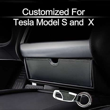 Car Center Console Fit Tesla Cubby Drawer Storage Box Glasses Box Customized Compatible With Fit For Tesla Model X Model S Black Wooden Leather