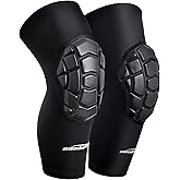 COOLOMG Wrestling Knee Pads for Youth & Kids, Padded Compression Sleeves for Basketball, Volleyball, Sports, Knee Protection Black M