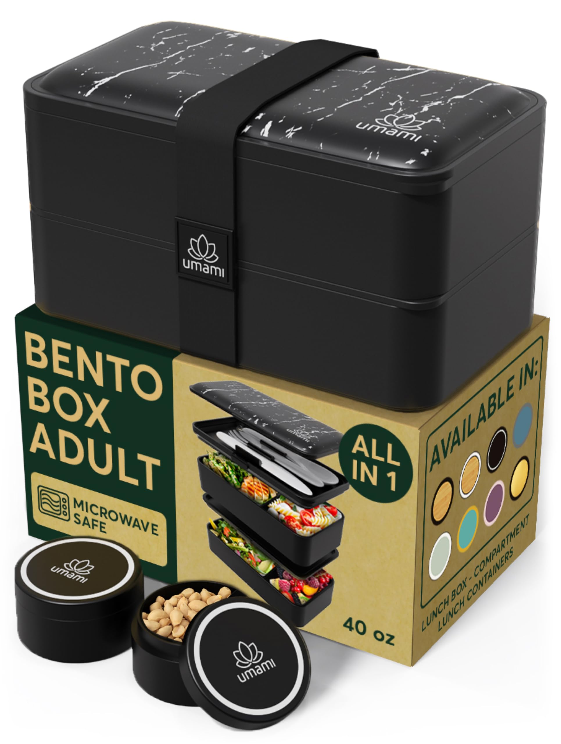 Umami ZM Boîte à Lunch Box, Polypropylene, Black & Marble (L)