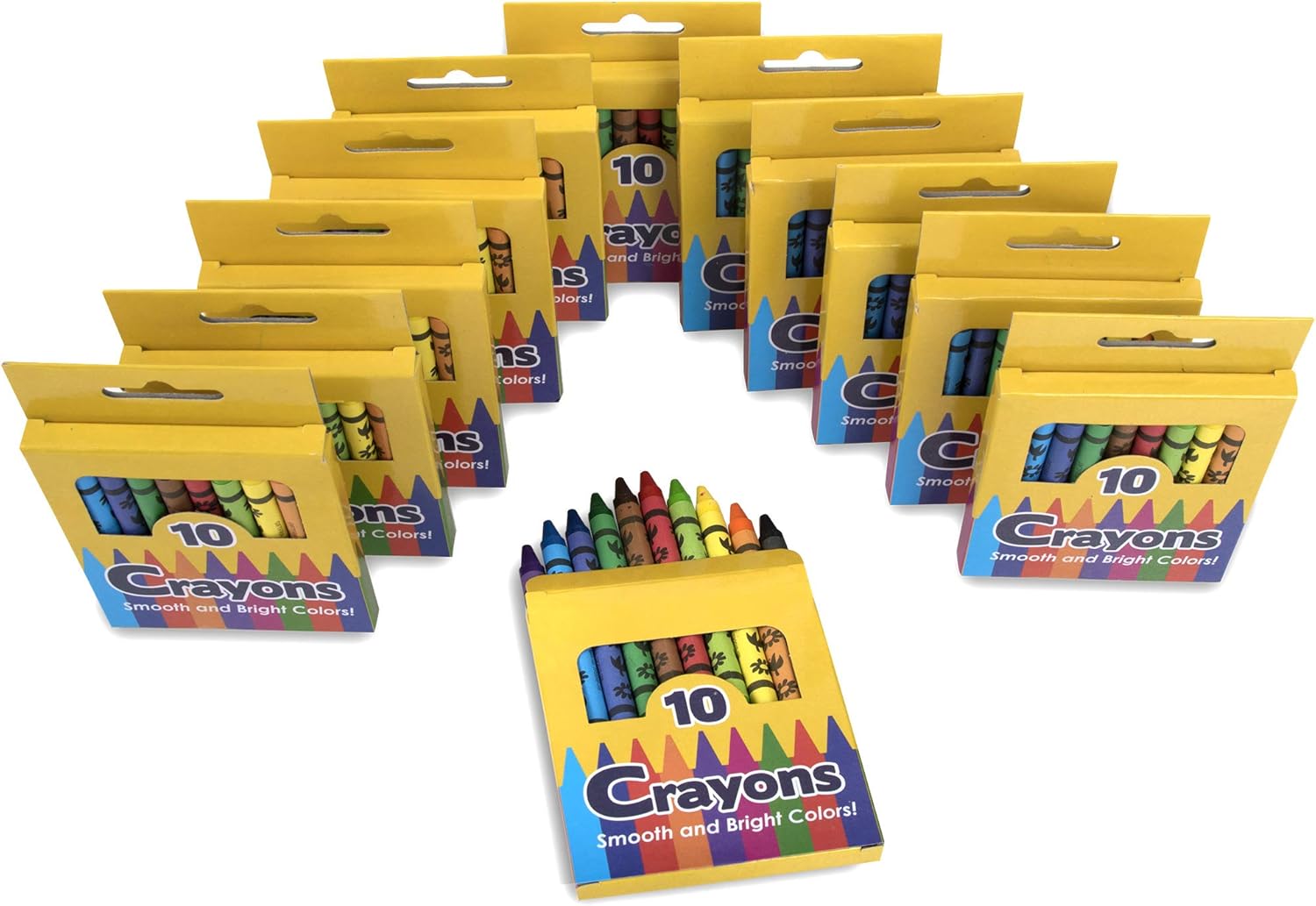12 Pack Crayons - Wholesale Bright Wax Coloring Crayons in Bulk, 10 Per Box, 12 Box Bundle Art Set: Office Products