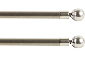 A&F Rod Décor - Pearl 7/16" Café Rod, 18-28 inch - Satin Nickel (Set of 2)