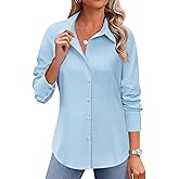 Zeagoo Button Down Shirts for Women Wrinkle Free Long Sleeve Collared Dress Blouses Casual Work Office Tunics Tops