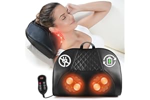 Admbm Rechargeable Back and Neck Massager for Pain Relief Deep Tissue Shiatsu Massage Pillow with Heat Cordless Portable Kneading Massager with Heat for Neck and Shoulder Gift for Men Women Mom Dad