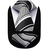 HISDERN Stripe Tie Mens Ties with Pocket Square Set Classic 3.4'' Silk Formal Necktie Handkerchief for Business Wedding