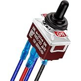 DaierTek Waterproof Reverse Polarity Switch 12V Momentary Toggle Switch 30A DC Motor Control RV Power Jack Switch (ON)-Off-(ON) DPDT 3 Position 4PIN Wired - 1Pcs