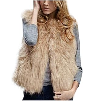 Frauen Parka VENMO Winter Jacke Fellmantel Parka Kunstpelz Mantel Damen Fellweste Weste Frauen Lederweste Gilet Frauen Ärmell