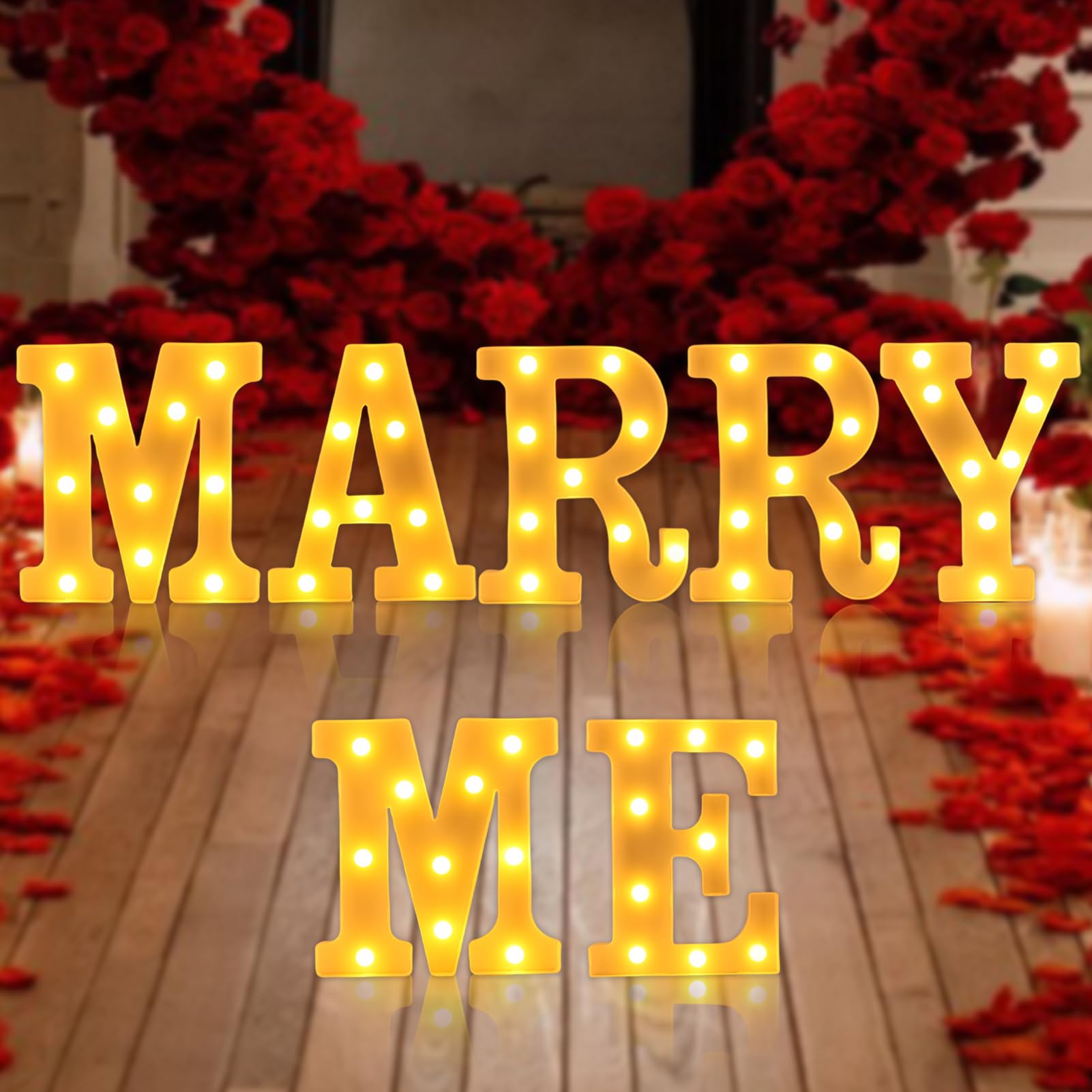 Photo 1 of Marry Me Light Up Letters, Led Marry Me Sign for Proposal Decorations, 7PCS Light Up Letters for Romantic Wedding Sign