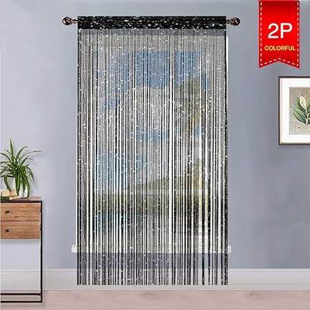 Aizesi Glitter String Curtains Doorways Panel 35 X78 5 2pcs