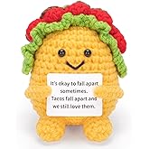 A AIFAMY Positive Crochet Taco, Funny Emotional Taco, Cute Crochet Potato Partner Toy with Positive Card Funny Gag Gifts for Best Friend Birthday Christmas