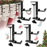 TGLIFEVER Christmas Garland and Stocking Hangers for Mantle, Adjustable 2 in 1 Mantel Stocking Holders with Foldable Double Hooks, Heavy Duty No Drill Fireplace Garland Hooks for Xmas Home Decoration