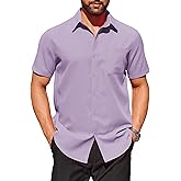 COOFANDY Mens Short Sleeve Dress Shirts Wrinkle Free Button Down Shirts Stain Shield Shirts with Pocket