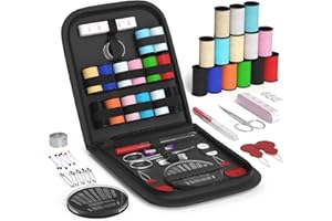 Coquimbo Sewing Kit Gifts for Grandma, Mom, Adults, Kids, Beginner, Traveler, Emergency, Portable Sewing Supplies Contains Soft Tape Measure, Scissors, Thread, Sewing Needle etc(Black, S)