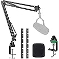 MV7 MV7X MV7+ Boom Arm - Mic Arm with Foam Cover Windscreen Compatible with Shure MV7 and Shure MV7X and Shure MV7+ Microphone with Pop Filter and 2 Cable sleeves by YOUSHARES