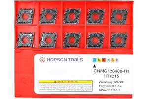Hopson Tools Carbide Turning Inserts CNMG 432 Cnmg120408 for Finishing Cutting Steel, Cnmg Insert for Lathe Turning Tools, 10 PCS.
